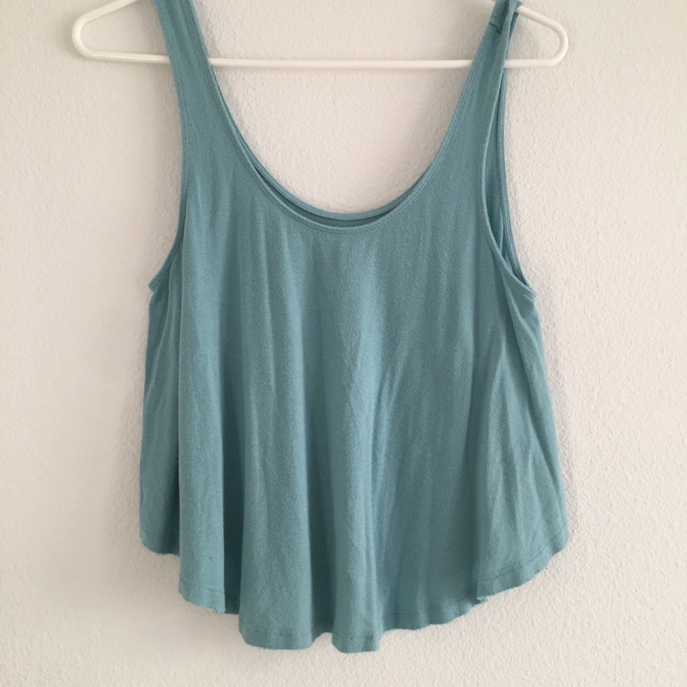 Blue Loose Crop Tank Top